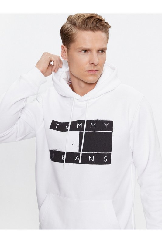 TOMMY JEANS Sweat Capuche Flag Spray  -  Tommy Jeans - Homme YBR White Photo principale