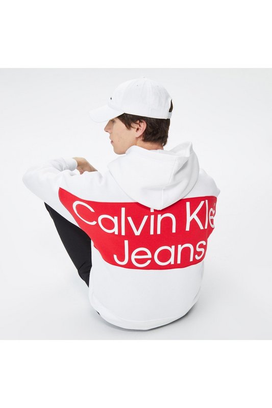 CALVIN KLEIN Sweat Capuche Gros Logo Dos  -  Calvin Klein - Homme YAF Bright White Photo principale
