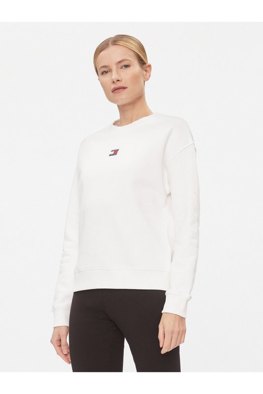 TOMMY JEANS Sweat 100% Coton Logo Brod  -  Tommy Jeans - Femme YBR White 1062258