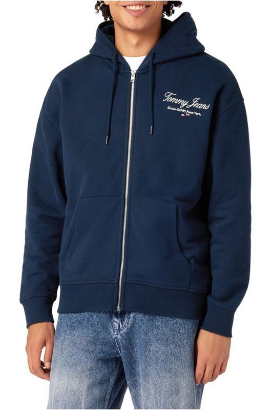 TOMMY JEANS Sweat Capuche Zipp Logo Brod Dos  -  Tommy Jeans - Homme C1G Dark Night Navy Photo principale