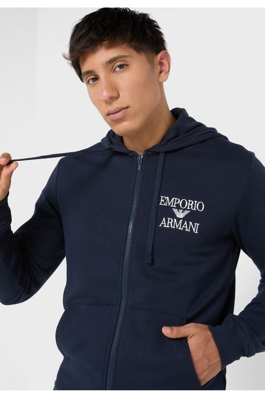 EMPORIO ARMANI Sweat Zipp  Capuche Logo Brod  -  Emporio Armani - Homme 00135 MARINE Photo principale