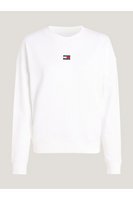 TOMMY JEANS Sweat 100% Coton Logo Patch  -  Tommy Jeans - Femme YBR White