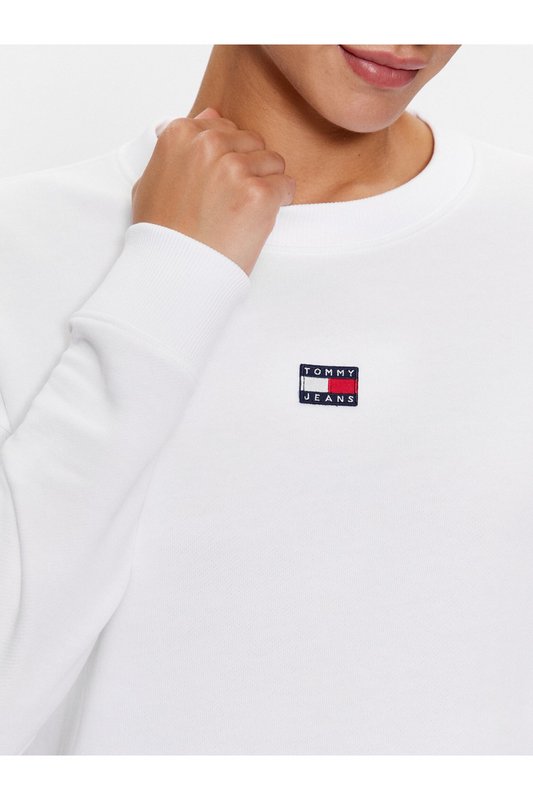 TOMMY JEANS Sweat 100% Coton Logo Patch  -  Tommy Jeans - Femme YBR White Photo principale