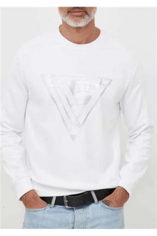 GUESS Sweat Logo Triangle  -  Guess Jeans - Homme G011 Pure White 1062337