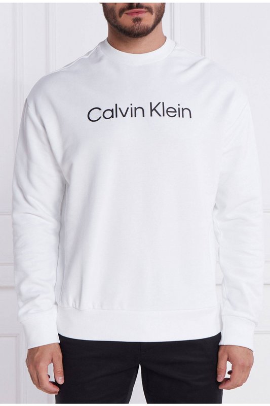 CALVIN KLEIN Sweat Coton Logo Relief  -  Calvin Klein - Homme YAF Bright White Photo principale