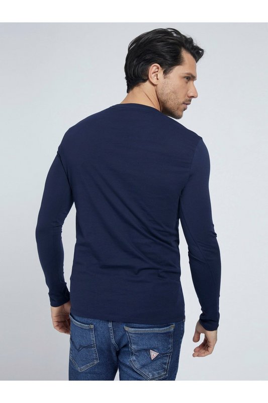 GUESS Tshirt Ml Slim Fit Logo Iconique  -  Guess Jeans - Homme G7V2 SMART BLUE Photo principale