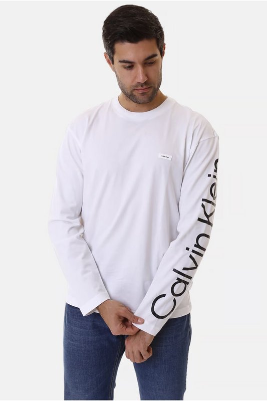 CALVIN KLEIN Tshirt Ml Coupe Confort Logo Bras  -  Calvin Klein - Homme YAF Bright White 1062412