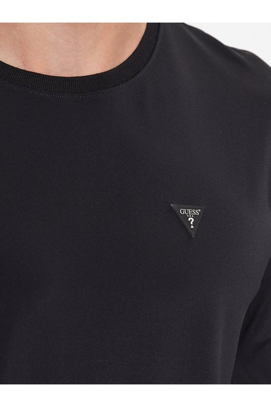 GUESS Tshirt Ml Stretch Petit Logo Triangle  -  Guess Jeans - Homme JBLK Jet Black A996 Photo principale