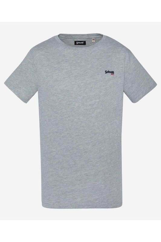 SCHOTT Tshirt Coton Logo Brod  -  Schott - Homme HEAT.GREY 1062417