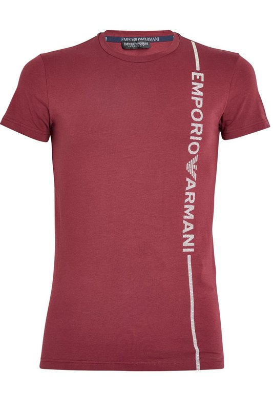 EMPORIO ARMANI Tshirt Coton Stretch Logo Vertical  -  Emporio Armani - Homme 09876 BORGOGNA 1062434