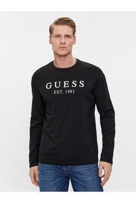 GUESS Tshirt Ml Logo Print  -  Guess Jeans - Homme JBLK Jet Black A996
