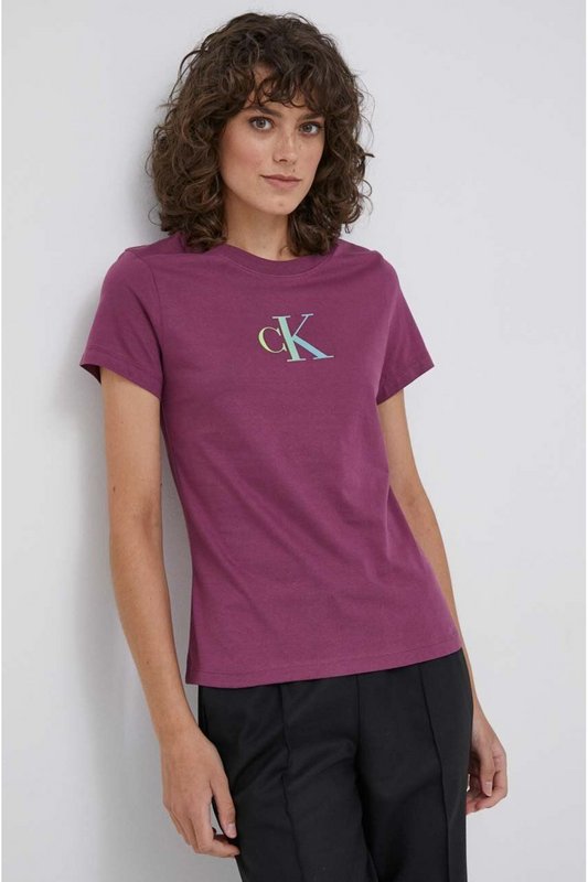 CALVIN KLEIN Tshirt Logo Hologramme  -  Calvin Klein - Femme VAC Amaranth 1062462