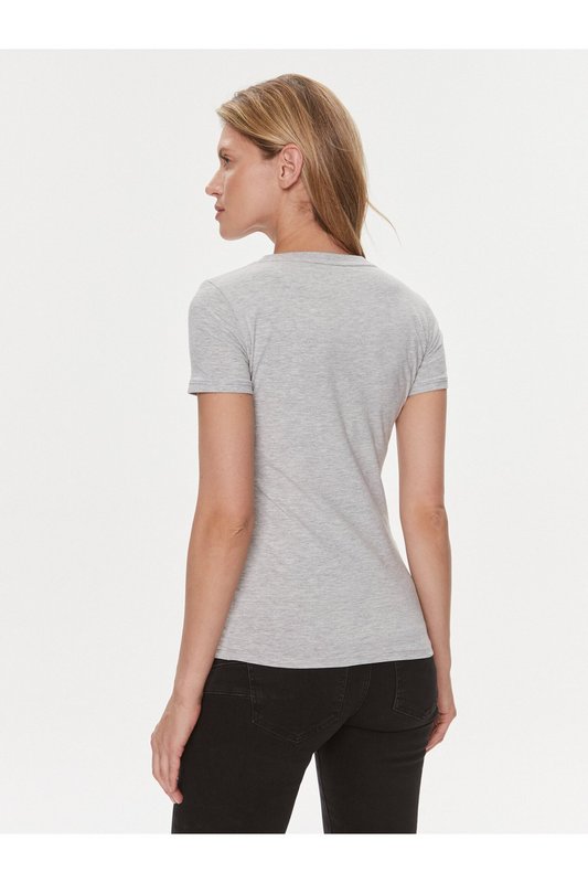 GUESS Tshirt Stretch Logo Iconique  -  Guess Jeans - Femme LMGY LIGHT MELANGE GREY M Photo principale