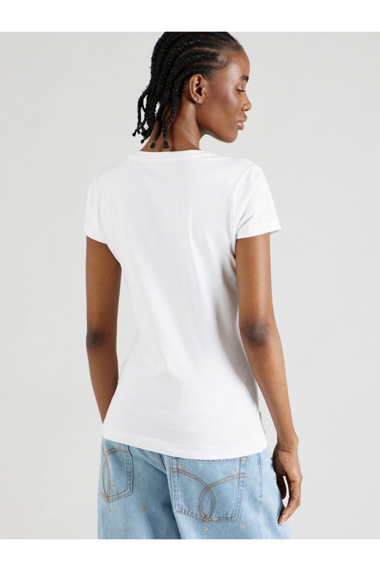 GUESS Tshirt Stretch Logo 4g Strass  -  Guess Jeans - Femme G011 Pure White Photo principale