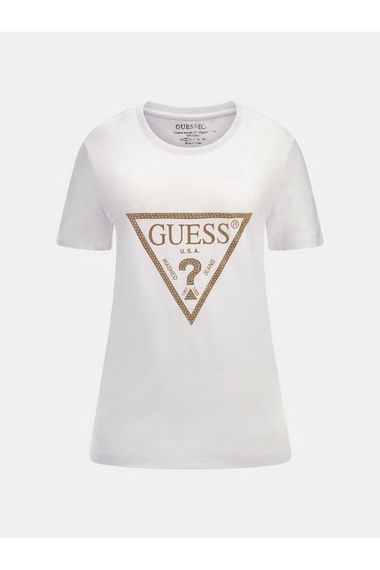 GUESS Tshirt Stretch Logo Triangle  -  Guess Jeans - Femme G011 Pure White 1062501