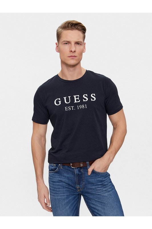 GUESS Tshirt Stretch Logo Frontal  -  Guess Jeans - Homme G7V2 SMART BLUE Photo principale