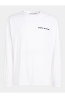 TOMMY JEANS Tshirt Ml 100% Coton Logo Brod  -  Tommy Jeans - Homme YBR White