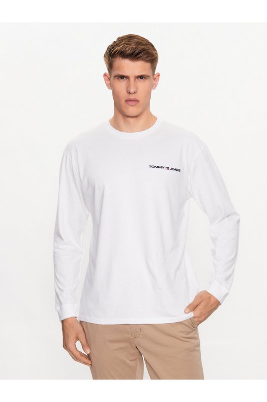 TOMMY JEANS Tshirt Ml 100% Coton Logo Brod  -  Tommy Jeans - Homme YBR White Photo principale