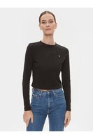 CALVIN KLEIN Tshirt Court Ml Patch Logo  -  Calvin Klein - Femme BEH Ck Black