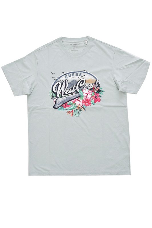 GUESS Tshirt Regular Print Floral   -  Guess Jeans - Homme G8DD SOFT MINT 1062568