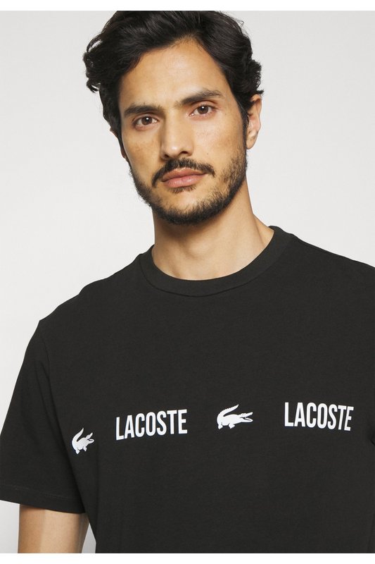 LACOSTE Tshirt Bande Logo  -  Lacoste - Homme 258 NOIR/BLANC Photo principale
