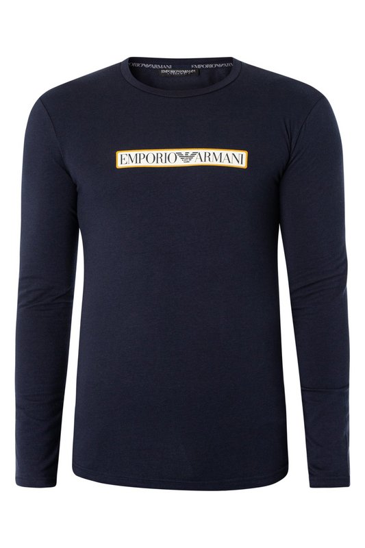EMPORIO ARMANI Tshirt Ml Stretch Logo Print  -  Emporio Armani - Homme 00135 Marine 1062588