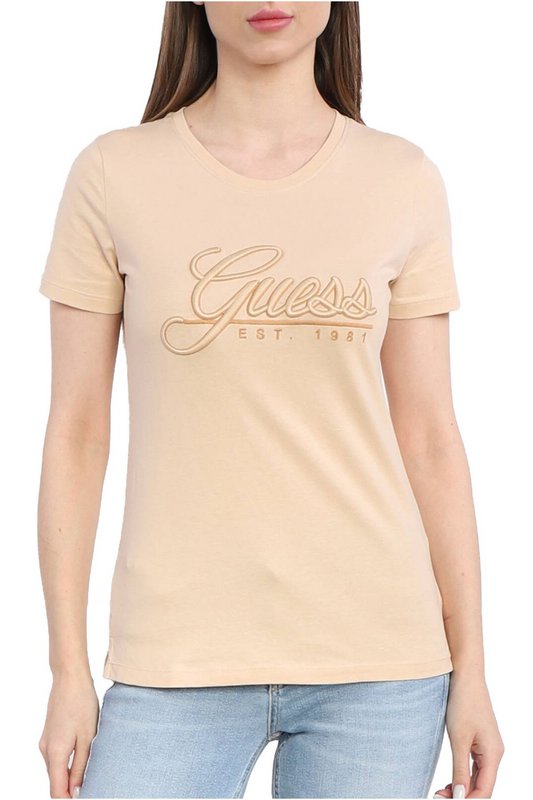 GUESS Tshirt Coton Logo 3d  -  Guess Jeans - Femme A60N SANDY PEACH Photo principale