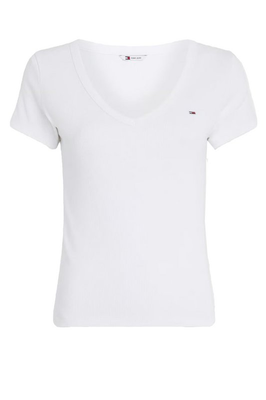 TOMMY JEANS Tshirt Slim Coton Stretch Ctel  -  Tommy Jeans - Femme YBR White 1062595