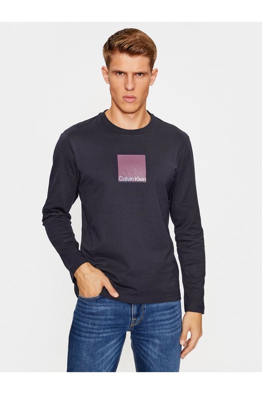 CALVIN KLEIN Tshirt Ml Regular Fit Logo Print  -  Calvin Klein - Homme CHW NIGHT SKY Photo principale