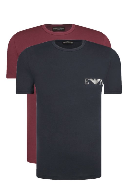 EMPORIO ARMANI Bipack Tshirts Coton Stretch  -  Emporio Armani - Homme 57336 Marine/Borgogna 1062622