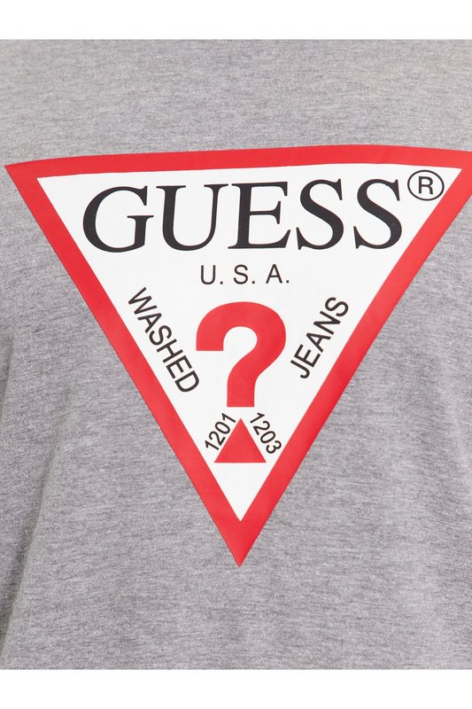 GUESS Tshirt Ml Slim Fit Logo Iconique  -  Guess Jeans - Homme MRH Marble Heather Photo principale