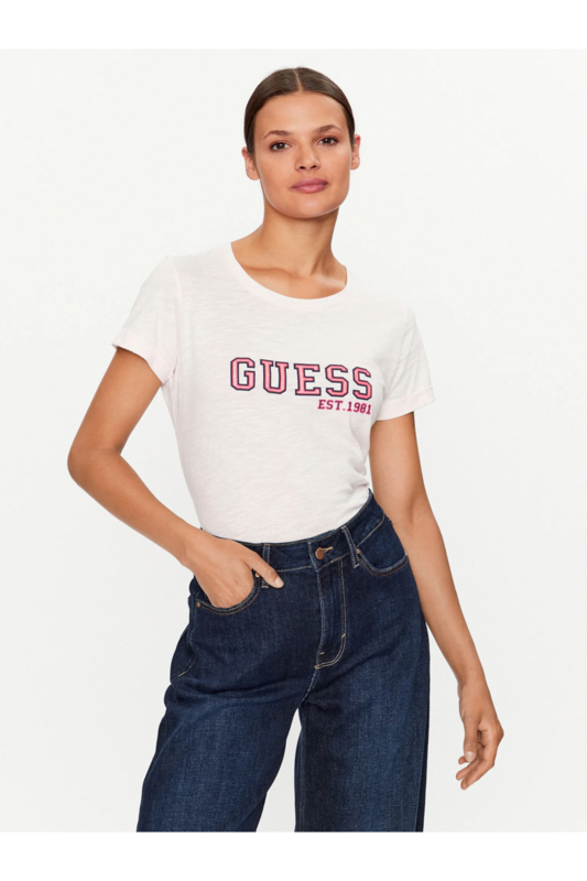 GUESS Tshirt Coton Bio  -  Guess Jeans - Femme A60W LOW KEY PINK 1062665
