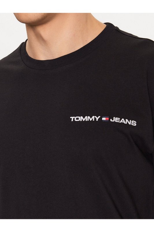 TOMMY JEANS Tshirt Ml 100% Coton Logo Brod  -  Tommy Jeans - Homme BDS Black Photo principale