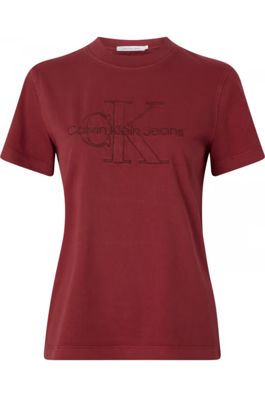 CALVIN KLEIN Tshirt 100% Coton Logo Brod  -  Calvin Klein - Femme GNK Sienna Brown 1062686