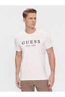 GUESS Tshirt Stretch Logo Frontal  -  Guess Jeans - Homme G018 SALT WHITE