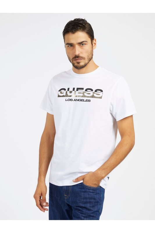 GUESS Tshirt Logo Frontal  -  Guess Jeans - Homme G011 Pure White Photo principale