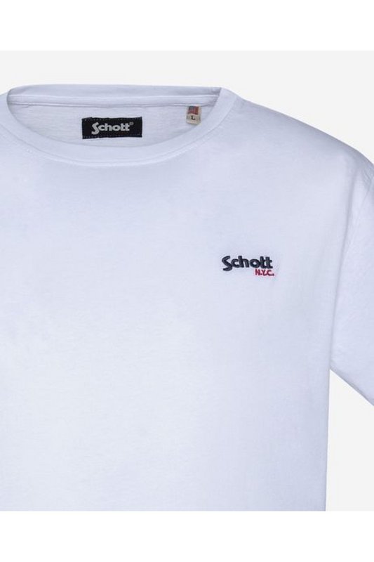 SCHOTT Tshirt Coton Logo Brod  -  Schott - Homme WHITE Photo principale