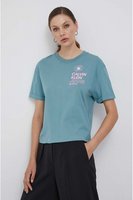CALVIN KLEIN Tshirt Coton Bio  -  Calvin Klein - Femme CAX Arctic / Neon Pink