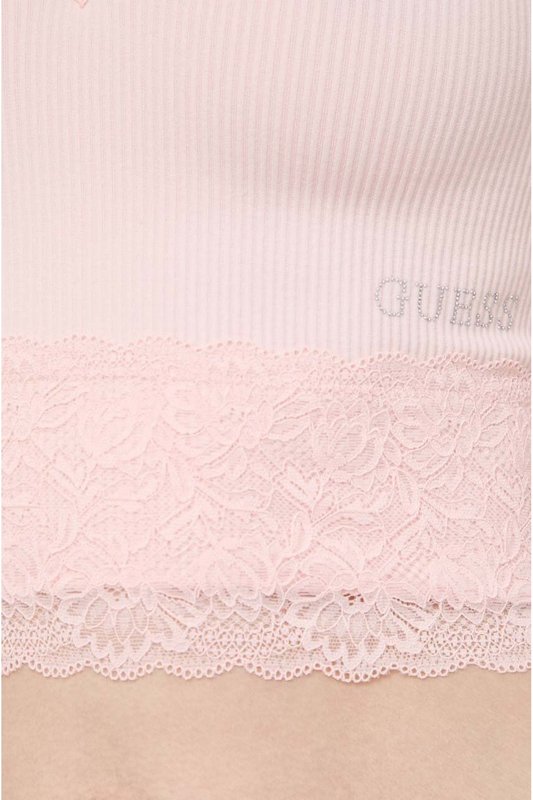 GUESS Top Crop Stretch  -  Guess Jeans - Femme G6K8 WANNA BE PINK Photo principale
