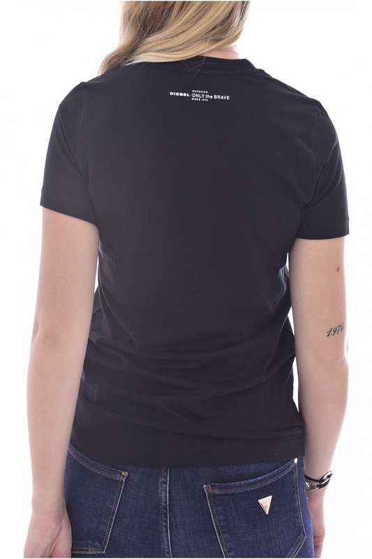 DIESEL Tee Shirt Coton Print Fluo  -  Diesel - Femme 9XX noir Photo principale