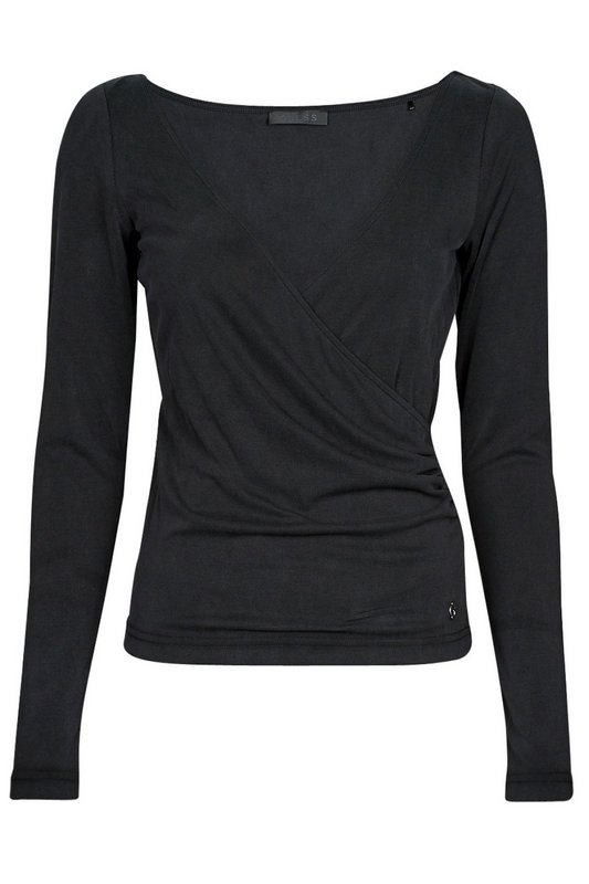 GUESS Top Stretch Col V  -  Guess Jeans - Femme Jet Black A996 1062755