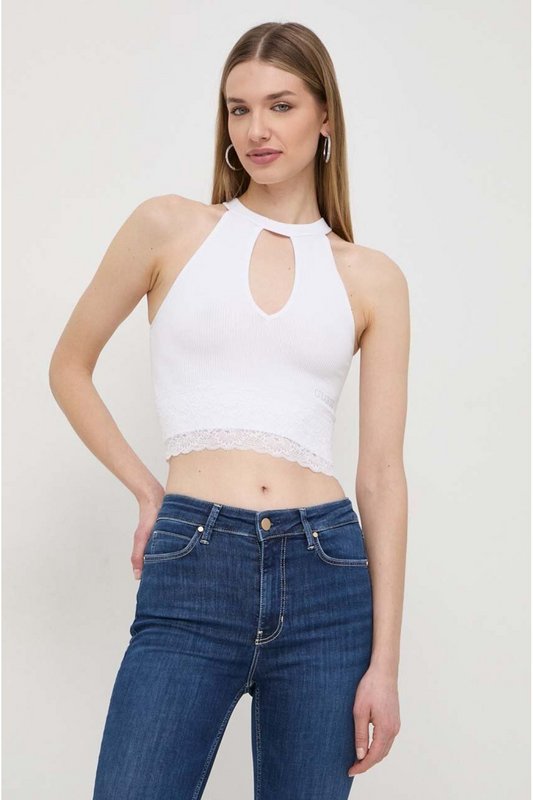 GUESS Top Crop Stretch  -  Guess Jeans - Femme G011 Pure White 1062799
