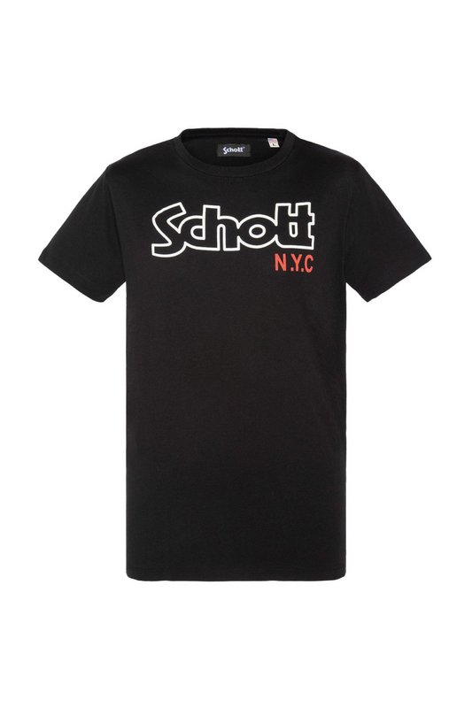 SCHOTT Tshirt Coton Logo Print Vintage  -  Schott - Homme BLACK 1062839