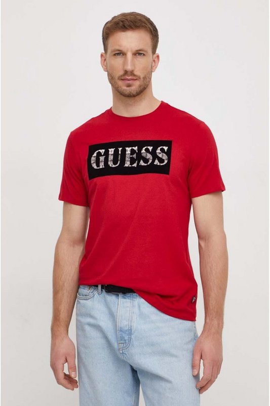 GUESS Tshirt Coton Logo Bandana  -  Guess Jeans - Homme G532 CHILI RED 1062851