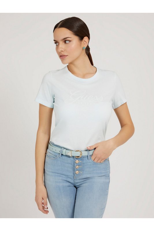 GUESS T Shirt  Logo Brod  -  Guess Jeans - Femme A70J CELESTITE Photo principale