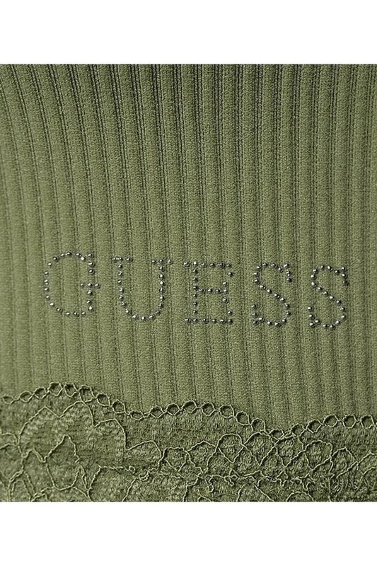 GUESS Top Crop Stretch  -  Guess Jeans - Femme G831 LICHEN LEAF GREEN Photo principale