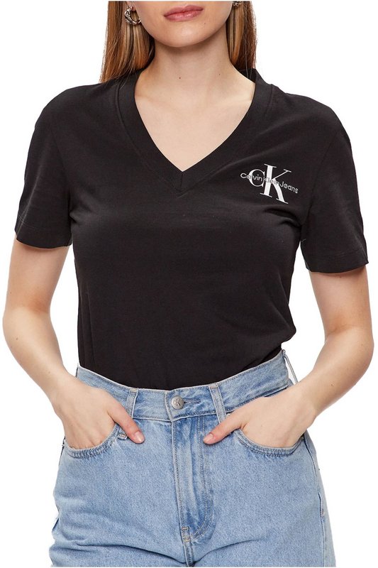 CALVIN KLEIN Tshirt Basique Coton  -  Calvin Klein - Femme BEH Ck Black Photo principale
