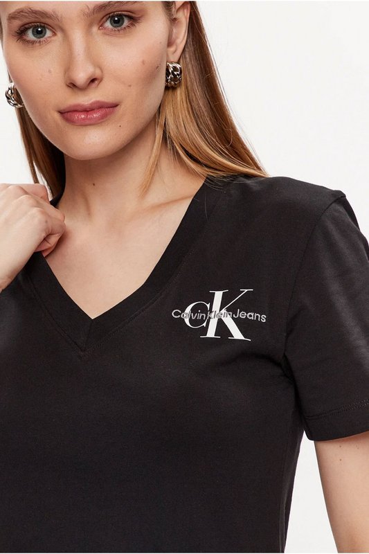 CALVIN KLEIN Tshirt Basique Coton  -  Calvin Klein - Femme BEH Ck Black Photo principale