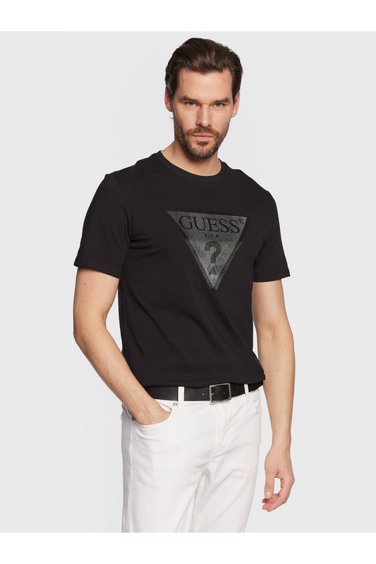 GUESS Tshirt Logo Triangle Textur  -  Guess Jeans - Homme JBLK Jet Black A996 Photo principale