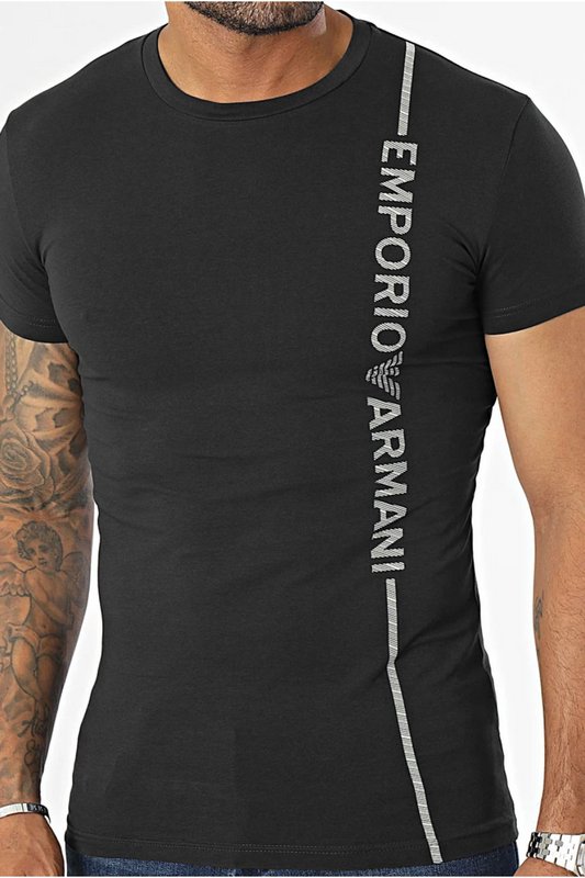 EMPORIO ARMANI Tshirt Coton Stretch Logo Vertical  -  Emporio Armani - Homme 00020 NERO Photo principale